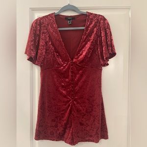 Forever 21 Velvet Red Romper - Size M